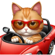 Cat with sunglasses driving a fast car sticker