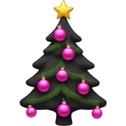 Black Christmas tree with pink ornaments  sticker