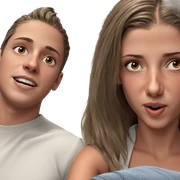 girl and boy in focus sticker