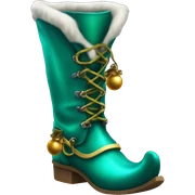 Realistic isolated teal elf boots with bells. sticker