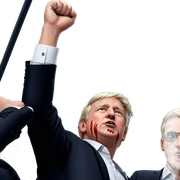 boys in suits with blood sticker