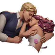dreamy embrace under flowers sticker