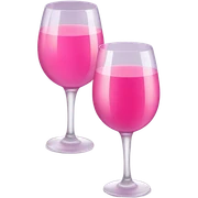 Wine glasses with pink juice sticker
