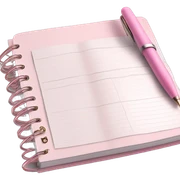 Light Pink Planner open notebook with pink pen sticker