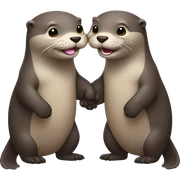 Smiling otters holding hands sticker