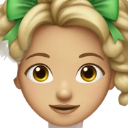 tan girl and green eyes with pink bow sticker