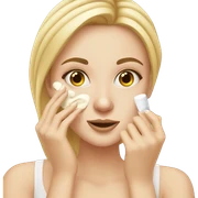 white girl applying cream on face sticker