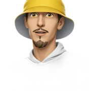 young man with yellow hat sticker