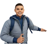 smiling boy with jacket outdoors sticker