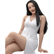 smiling girl in white dress sticker