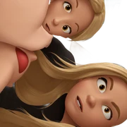 blonde girl with boy companion sticker