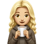 cozy girl blonde with coffe sticker