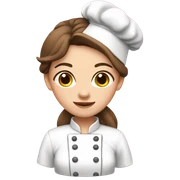 female chef with brown hair in pale pink chef’s uniform sticker