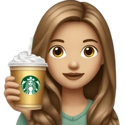 White cute girl with long brown hair holding starbucks drink sticker