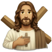 Jesus holding a cross sticker