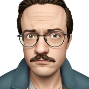 thoughtful gaze in glasses sticker