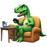 Dinosaur playing video games sticker