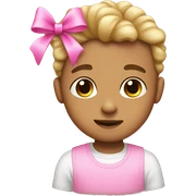 light skin boy with two pink bows on head  sticker