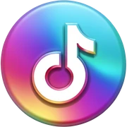 Realistic, iridescent color, 3D, Tiktok logo sticker