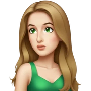 female, wearing a dress, long dark-blonde hair, dark blue eyes sticker