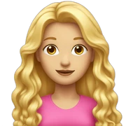 blonde lady with long hair and pink sticker