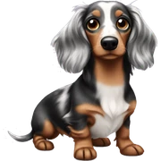 Tri merle long haired dachshund sticker
