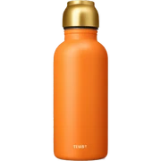 orange colored water bottle with gold matte lid  sticker