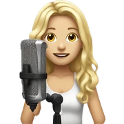 Blonde girl recording a song sticker
