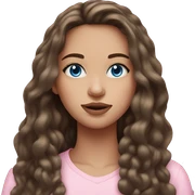 Beautiful teenage girl, long hair, brunette, blue eyes, light pink lip color sticker