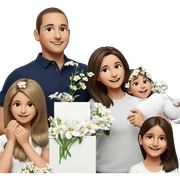 happy girls with flowers and boys sticker
