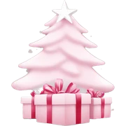 Light pink Christmas gifts under a white Christmas tree  sticker