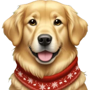 Golden retriever wearing Christmas sweater sticker
