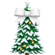 white bow on christmas tree sticker