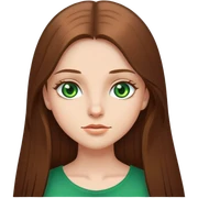 girl with long brown straight hair with green eyes sticker