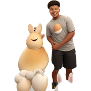 happy boy with egg indoors sticker