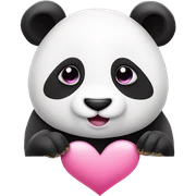 Panda with pink heart sticker