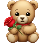 Teddy bear holding a red rose sticker