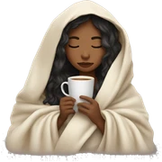 girl inside a blanket sipping coffee eyes closed sticker