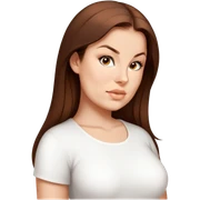 female, wearing white top, long brown hair sticker