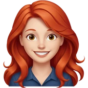 white woman with long red hair, smiling expression sticker