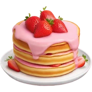 soufflé pancake with pink cream and strawberries on top sticker