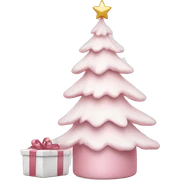 Light pink Christmas gifts under a white Christmas tree  sticker