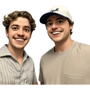 boys in striped shirts smiling sticker