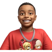 smiling boy in red shirt sticker