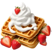 waffles with whip cream and strawberries sticker
