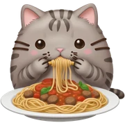 Pusheen eating spaghetti  sticker