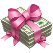pink money with pink bow sticker