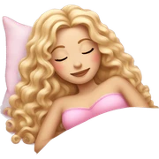 gorgeous white woman with long blonde curly hair sleeping on pink princess bed sticker