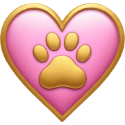 Gold heart with pink paw print  sticker