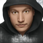 smiling boy in hooded portrait sticker